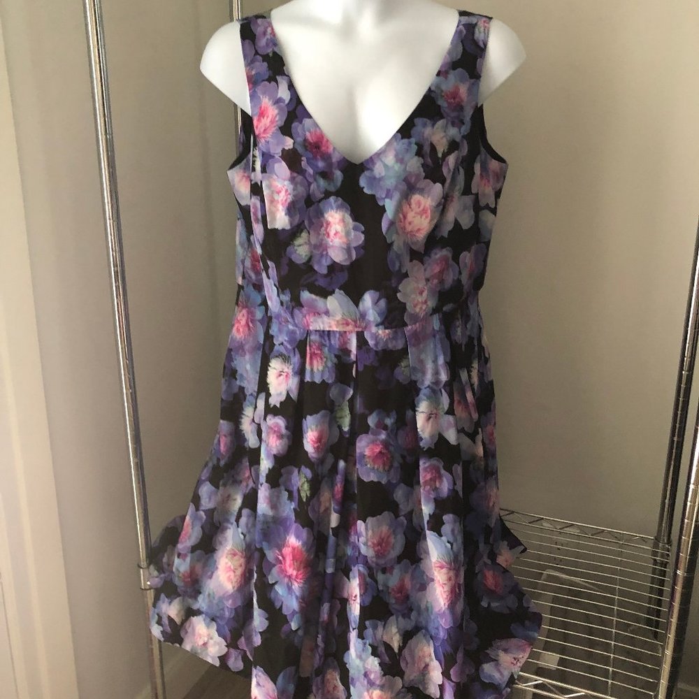 CITY CHIC 20 purple/black floral party dress
